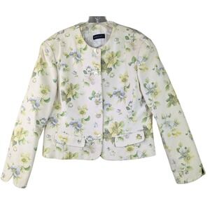 Vtg Anne Klein‎ II Seersucker Blazer Jacket Floral Office Siren Cottage Size XL?